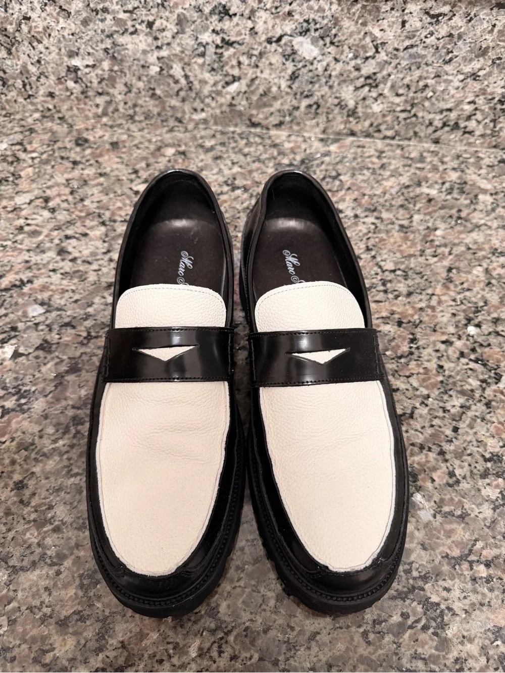 Men's Two-Tone Black and White Leather Loafers